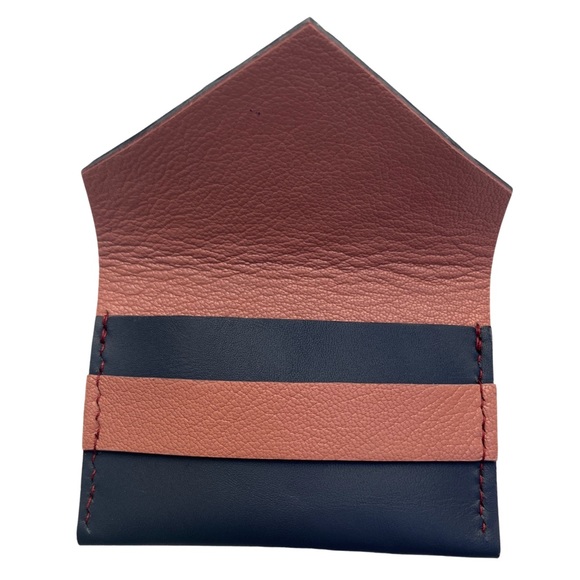 Handmade Navy Pink Leather Cardholder - Picture 6 of 13